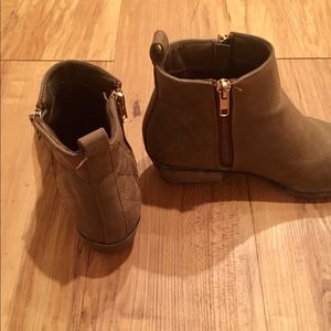Just fab tan zip up booties